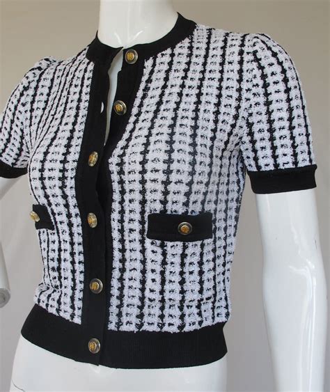 black and white chanel style cardigan